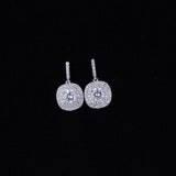 5Ct Round Cut Diamond Double Halo Drop Earrings for Women 14K White Gold Finish