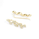 2ct Round Brilliant Cut Diamond Leaf Vine Climber Earring 14k Yellow Gold Finish