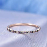 1ct Round Cut Purple Amethyst Wedding Band Ring Full Eternity 14k Rose Gold Over