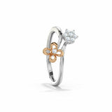 1ct Engagement Ring Round Cut Diamond Floral Bypass Design 14k Dual Gold Finish