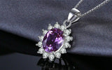 2.3ct Purple Amethyst Pendant Oval Cut Floral 14k White Gold Finish NO CHAIN