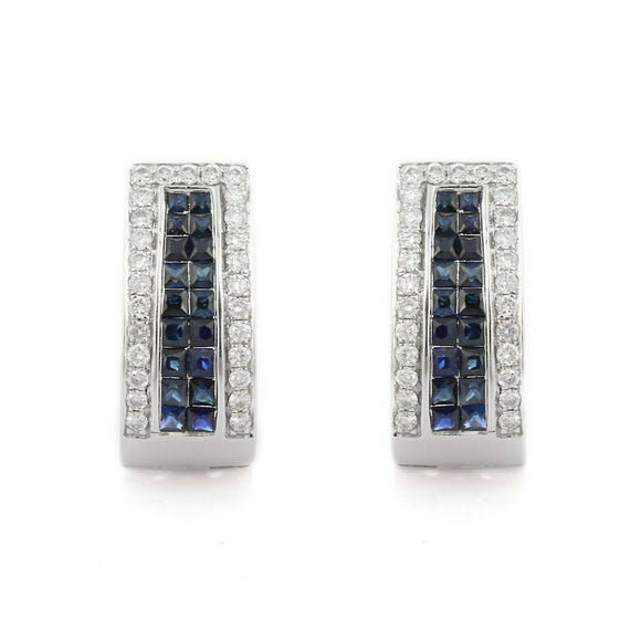 2.7ct Drop Earrings Princess Cut Sapphire Cocktail Cluster 14k White Gold Finish