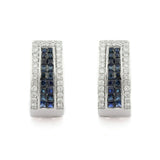 2.7ct Drop Earrings Princess Cut Sapphire Cocktail Cluster 14k White Gold Finish