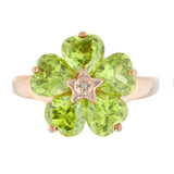 5ct Engagement Ring Heart Cut Green Peridot Floral Women 14k Rose Gold Finish