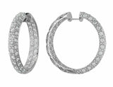 5ct Round Cut Diamond Inside Out Iced Filigree Hoop Earring 14k White Gold Over