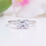 1ct Radiant Cut Diamond Solitaire Promise Engagement Ring 14k White Gold Finish