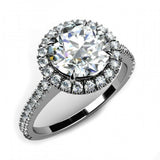 2.5ct Round Cut VVS1D Diamond Halo Design Engagement Ring 14k White Gold Finish