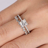 2.3ct Princess Cut VVS1D Diamond Engagement Ring Bridal Set 14k WhiteGold Finish