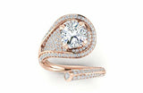 Open Cocktail Bypass Engagement Ring 2.5ct Cushion Cut Diamond 14k RoseGold Over