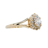 2ct Round Cut Diamond Engagement Ring Floral Split Shank 14k Yellow Gold Finish