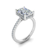 2.7ct Radiant Cut Diamond with Accents Solitaire Ring 14k White Gold Finish