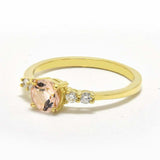 1.2ct Round Cut Peach Morganite Five Stone Stackable Ring 14k Yellow Gold Finish