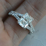 2.1ct Radiant Cut VVS1 Diamond Engagement Ring Split Shank 14k White Gold Finish