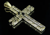 2.25ct Round Cut Diamond Pendant Jesus Written Cross Charm 14k YellowGold Finish