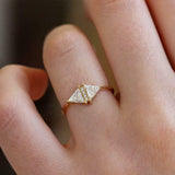 1.2ct Trillion Cut Diamond Geometric Triangle Fancy Ring 14k Yellow Gold Finish