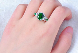 3Ct Oval Cut Green Emerald Knot Design Engagement Ring 14K White Gold Finish