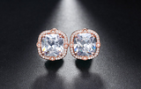 2.5ct Cushion Cut Diamond Halo French Back Stud Earrings 14k Rose Gold Finish