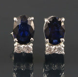 2.3ct Stud Earrings Oval Cut Blue Sapphire Dainty Partywear 14k WhiteGold Finish