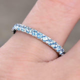 2ct Wedding Ring Band Round Cut Blue Topaz Full Eternity 14k White Gold Finish