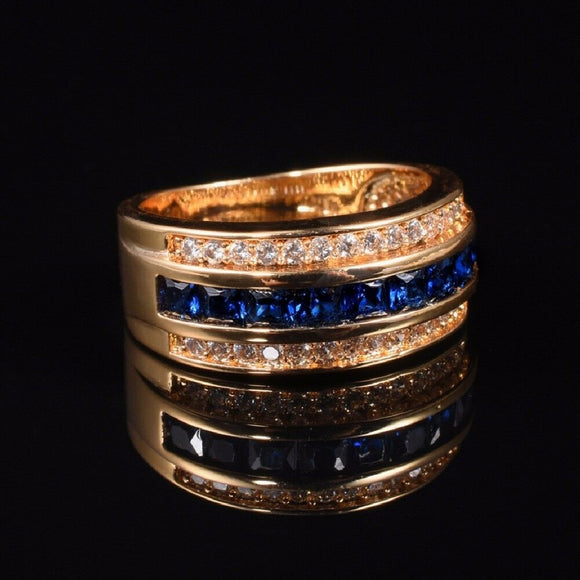 4ct Princess Cut Blue Sapphire Wedding Band Ring 14k Yellow Gold Finish Eternity