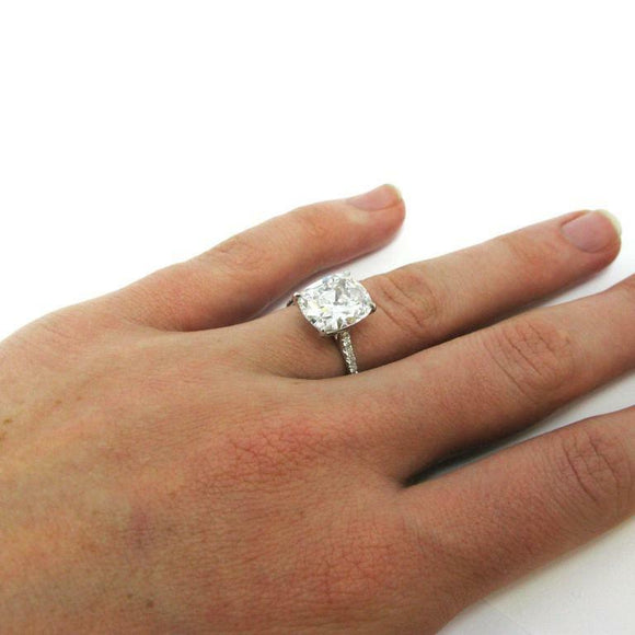 2.5Ct Elongated Cushion Cut Diamond Accent Solitaire Ring 14K White Gold Finish