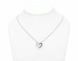 0.2ct Round Cut Blue Sapphire Pendant Open Heart 14k White Gold Finish NO CHAIN