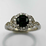 2ct Round Green Emerald Engagement Ring Diamond Floral Halo 14k White Gold Over