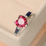 1.65ct Engagement Ring Heart Cut Pink Ruby Trilogy 14k White Gold Finish