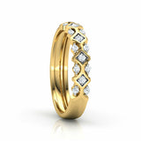 1.2ct Wedding Ring Band Round Cut Diamond Geometric Cluster 14k Yellow Gold Over