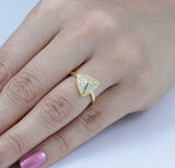 1.5ct Round Cut Diamond Engagement Ring Pyramid Inspired 14k Yellow Gold Finish