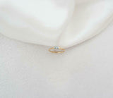 0.2ct Engagement Ring Baguette Cut Blue Aquamarine Solitaire 14k YellowGold Over