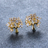 1.3ct Round Cut Diamond Tree Branch Style Stud Earrings 14k Yellow Gold Finish