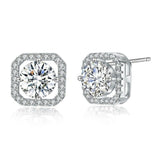 1.9ct Round Cut VVS1D Diamond Halo Solitaire Stud Earrings 18k White Gold Finish