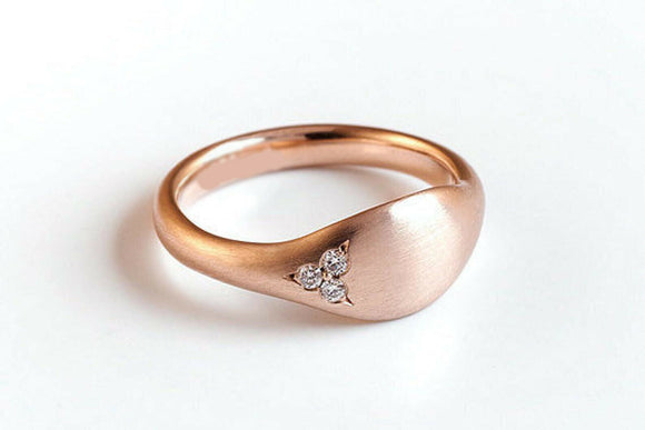 0.15ct Round Cut Diamond Celtic Three Stone Broad Ring 14k Rose Gold Finish