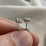 1ct Cushion Cut Simulated Diamond Halo Stud Earrings 14k White Gold Plated