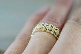 1ct Round Cut Diamond Wedding Band 14k Yellow Gold Finish Filigree Milgrain Wide