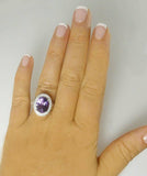 2ct Oval Cut Purple Amethyst Engagement Ring 14k White Gold Finish Halo Vintage