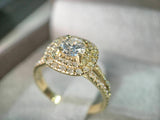 4Ct Round Diamond Double Halo Split Band Engagement Ring 14K Yellow Gold Finish