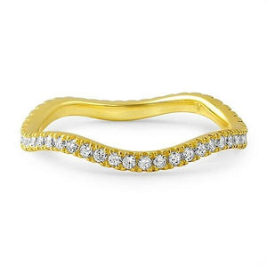 0.7ct Round Cut Diamond Wedding Ring Band Curvy Eternity 14k Yellow Gold Finish