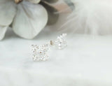 4ct Heart Cut VVS1 Diamond Flower Clover Stud Earrings 14k White Gold Finish