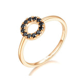 1ct Round Cut Black Diamond Open Circle Minimalist Ring 14k Yellow Gold Finish