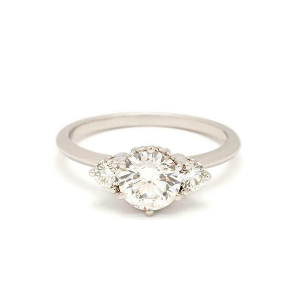 1.14ct Round Cut Diamond Engagement Ring 14k White Gold Finish Trilogy Solitaire