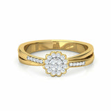 1.6ct Engagement Ring Round Cut Diamond Halo Floral Split 14k Yellow Gold Finish