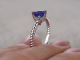 1ct Trillion Blue Sapphire Engagement Ring Braided Solitaire 14k White Gold Over