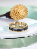 1ct Round Blue Sapphire Wedding Band Filigree Full Eternity 14k Dual Gold Finish