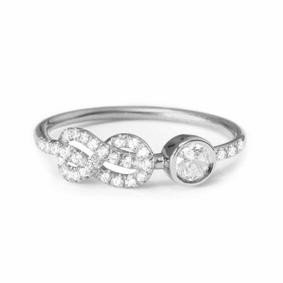 1.7ct Round Cut VVS1D Diamond Engagement Ring Infinity Knot 14k WhiteGold Finish