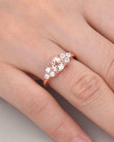 2Ct Round Cut Peach Morganite Engagement Ring 18K Rose Gold Over Diamond Accents