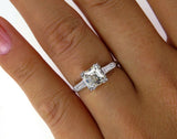 3.5Ct Asscher Cut Trilogy Engagement Ring 18K White Gold Finish Baguette Accents