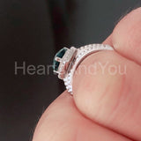 1ct Heart Cut Simulated  London Blue Topaz Halo Bridal Set 14k White Gold Plated