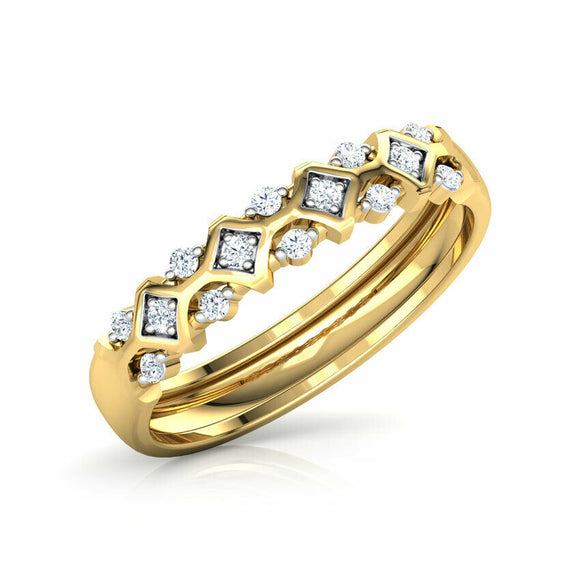 1.2ct Wedding Ring Band Round Cut Diamond Geometric Cluster 14k Yellow Gold Over